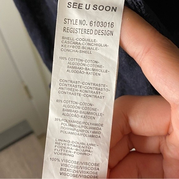 See U Soon Sweater Navy Blue Lace Back Crew Neck Knit Cozy Comfortable Soft - Picture 7 of 7